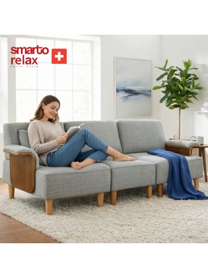 Smarto Relax Istanbul Üçlü Koltuk Takımı 270CM – Kumaş Polyester, Iskelet Ahşap, Ayak Ahşap