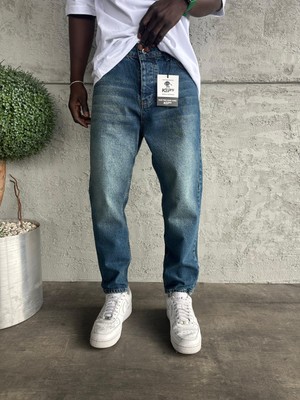 KağanKY Lacivert Yıkamalı Boyfriend Jean
