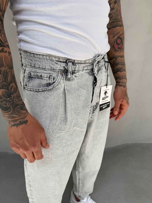 KağanKY Gri Yıkamalı Ballon Fit Boyfriend Jean