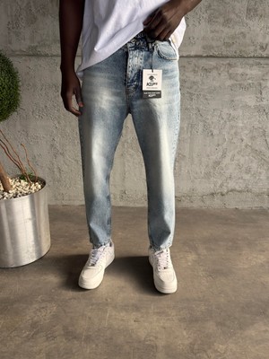 KağanKY Buz Mavi Taşlamalı Boyfriend Jean