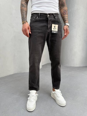 KağanKY Beyaz Dikişli Kahve Yıkamalı Likralı Boyfriend Jean