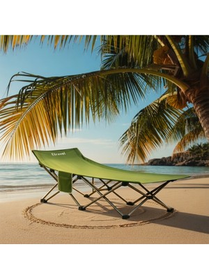 Özbience Yeşil Katlanabilir Plaj ve Kamp Şezlongu Taşıma Çantalı