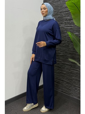 Tesettür Diyarı Modal Çimalı Uzun Alt Üst Tesettür Takım-Lacivert