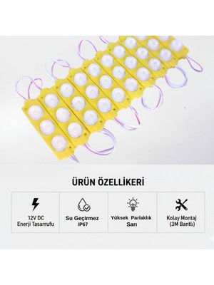 OtoÇizgi 10\'lu Parmak LED Amber LED Büyük Mercekli 12W Sarı