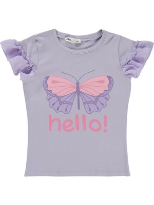Civil Girls Hello Baskılı 2-5 Yaş Tişört - Lila 2-3 Yaş