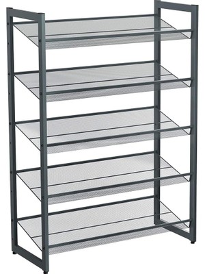 Yenibağ 5 Katlı Ayakkabı Rafı, Genişleyen Metal Ayakkabı Rafı Ayarlanabilir Ayakkabı Rafı 15-20 Çift Ayakkabı, Kısa Bot, Topuklular İçin Uygun, 74X104X307CM Koyu Gri LMR005GB
