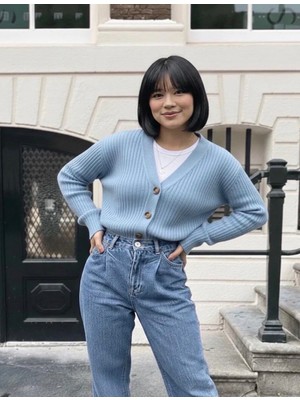 Yuga Knitting Kadın Basic Günlük Düğmeli Örgü Hırka