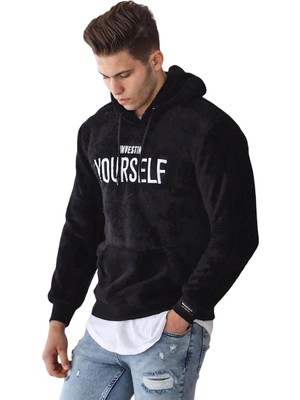 Madmext Kapşonlu Peluş Sweatshirt Siyah 4390