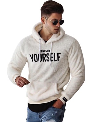 Madmext Kapşonlu Peluş Sweatshirt Beyaz 4390