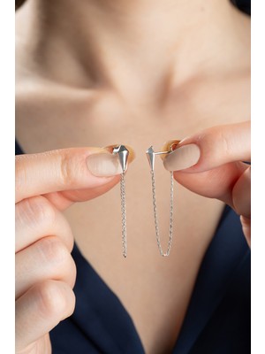 Normadia 925 Ayar Gümüş Zincir ve Küpe Takım Seti, Şık ve Zarif Tasarım