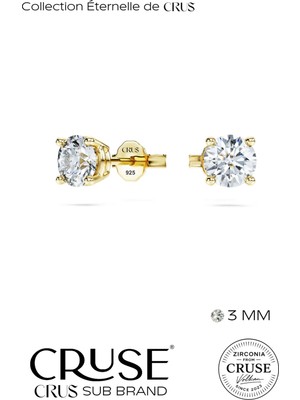 Normadia 925 Ayar Gümüş Tektaş Küpe, 14 Ayar Altın Kaplama, Zarif ve Şık Tasarım