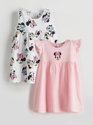 Lc Waikiki Yeni Sezon Pamuklu Minnie Mouse Baskılı Kız Bebek Elbise 2'li