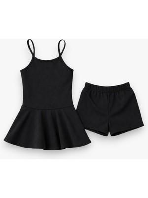 My Kids Wear Kız Çocuk Garson Mayo Elbiseli Şortlu 2’li Takım 12416