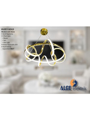 Alge Avize Kuzey Gold Modern LED Avize
