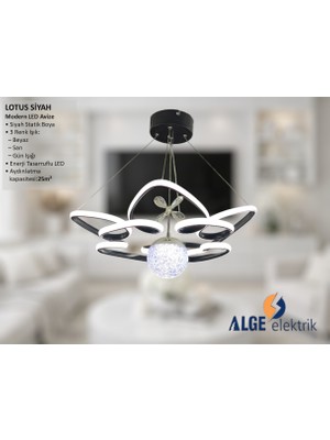 Alge Avize Lotus Siyah Modern LED Avize