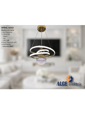 Alge Avize Spiral Tek Top Gold Modern LED Avize