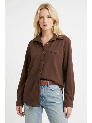 Rays 3081A Ön Düğmeli Gömlek Kahve