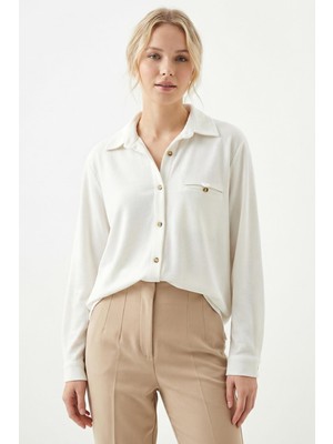 Rays Ekru Ön Düğmeli Gömlek 3081A