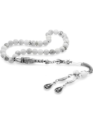 Delixa (Tesbihane) Kararmaz Metal Su Damlası Püsküllü Küre Kesim Havlit Doğaltaş Tesbih