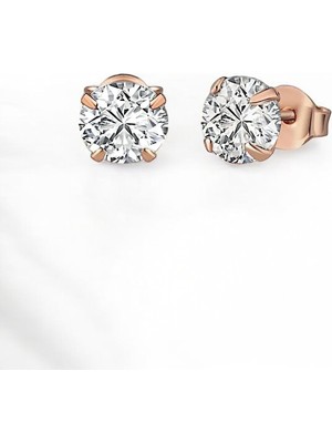 Normadia Gümüş 925 Ayar 6 mm Star Kesim Zirkon Taşlı Çivi Küpe