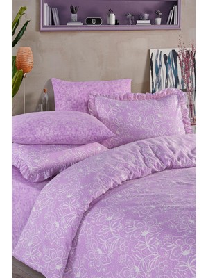 Uçkan Home Lotus Serisi Fırfırlı Çift Kişilik 6 Parça Nevresim Takımı