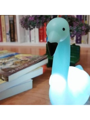 Roichil Dekoratif Işık Altında Renk Değiştiren Pilli Kuğu Gece Lambası