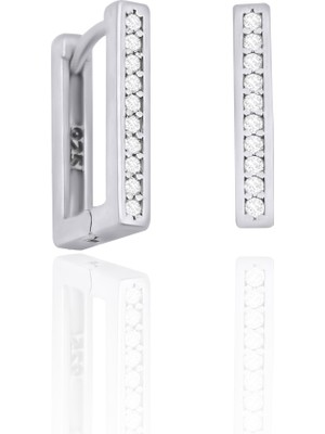 Normadia Kadın Gümüş J Küpe Rodyum Kaplama Klipsli Trend Takı ST113