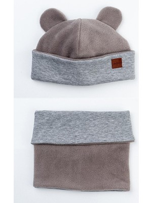 Pamuk Kaşkorse Polar Çift Kat Katlanabilir Yumuşak Çocuk, Bebek Önlük ve Bere