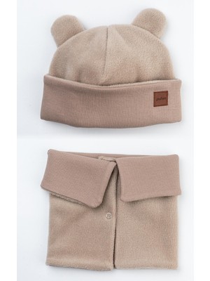 Pamuk Kaşkorse Polar Çift Kat Katlanabilir Yumuşak Çocuk, Bebek Önlük ve Bere