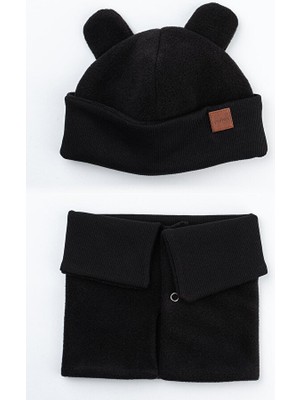 Pamuk Kaşkorse Polar Çift Kat Katlanabilir Yumuşak Çocuk, Bebek Önlük ve Bere