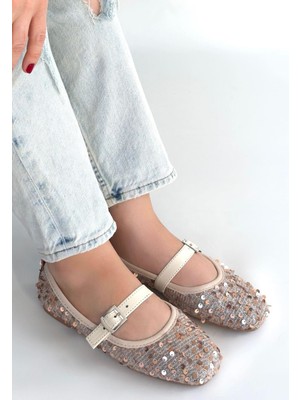 Mareandpanda Moden Bej Süet Babet Ayakkabı