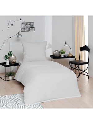 Hepta Collection Brielle Düz Pamuk Nevresim Setleri, Beyaz, Tek Kişilik