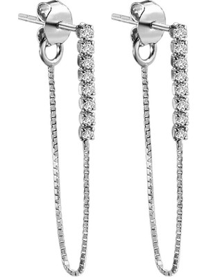 Normadia Parlak Gümüş 925 Ayar Su Yolu Asansör Model Zirkon Taşlı Küpe