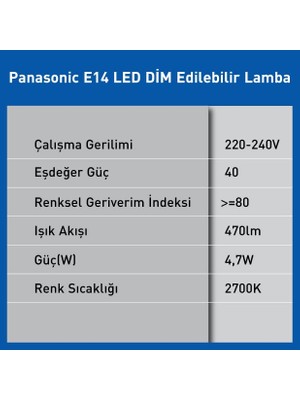 Hepta Collection Panasonic E14 LED Dim Lamba 4,7W 470LM 2700K