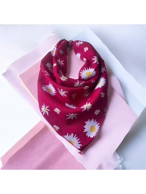 ALS Tasarım Dünyası Pembe Renk %100 Koton Içi Papatyadesenli Bandana