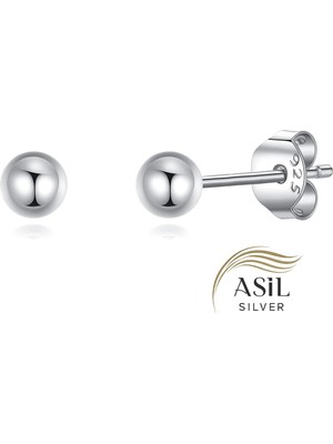 Normadia Şık 3 mm 925 Ayar Gümüş Top Küre Küpe Çift