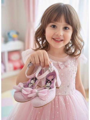 Surpie Shoes Çocuk Topuklu Ayakkabı, Kuromi Desenli Ayakkabı, Çocuk Abiye Ayakkabı
