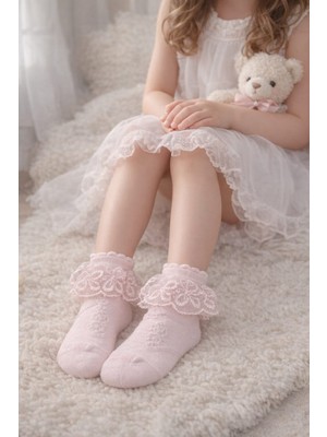 Gigi Giyim Dantel Detaylı Kıvrık Kız Çocuk Çorap
