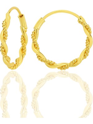 Normadia Yaldızlı Işlemeli Çift Halka Küpe 18 Mm, Şık ve Zarif Takı Aksesuarı