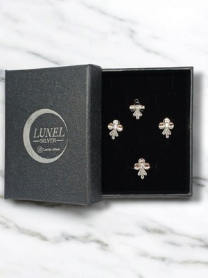Lunel Silver Baget Taşlı 925 Ayar Gümüş Fiyonk Model Takı Seti – Kolye Ucu, Küpe ve Yüzük