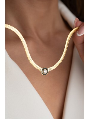 Çekirdek Jewelry 925 Ayar Gümüş Şık Zincir Kolye Balık Sırtı Model Zirkon Taşlı