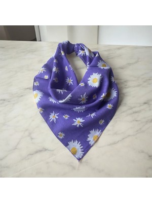ALS Tasarım Dünyası Mor Renk %100 Koton Içi Papatyadesenli Bandana