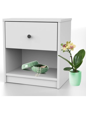 Hepta Collection Dekorex KMD110-BEYAZ Tek Çekmeceli Komodin