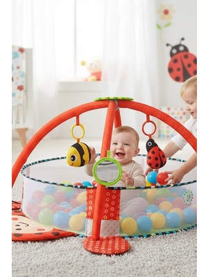 Budizzz Uğur Böceği Top Havuzuna Dönüşen Aktivite ve Oyun Halısı | 3'ü 1 Arada Aktivite Halısı