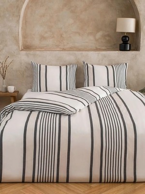 LC Waikiki Siyah Çizgili Çift Kişilik Nevresim Seti  (S6)