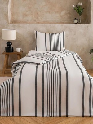 LC Waikiki Siyah Çizgili Tek Kişilik Nevresim Seti  (S6)