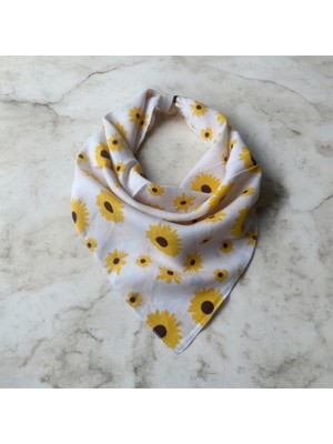ALS Tasarım Dünyası Beyaz Renk %100 Koton Içi Papatyadesenli Bandana