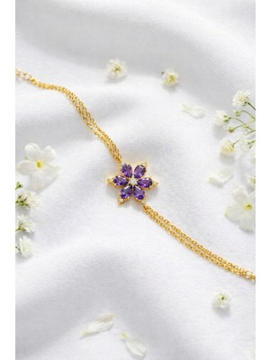 Çekirdek Jewelry 925 Ayar Gümüş Mortaşli Lotus Bileklik