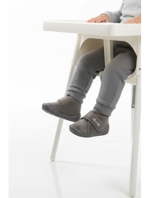 Aspor Gri Süet Cırtlı Erkek Bebek Panduf