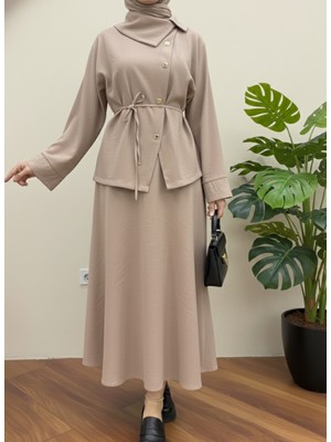 Foremia Çapraz Düğmeli Etekli Takım-Vizon